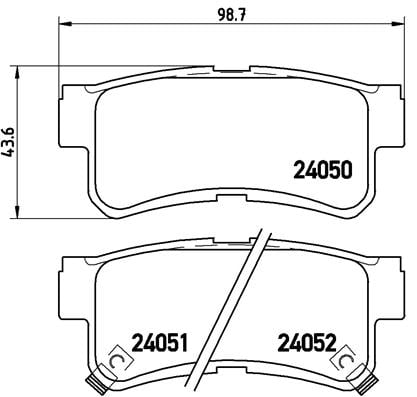Remblokken achterzijde Brembo premium voor Hyundai Trajet 2.7 V6