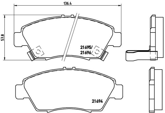 Remblokken voorzijde Brembo premium voor Honda Civic type 6 Fastback 1.6 Vti