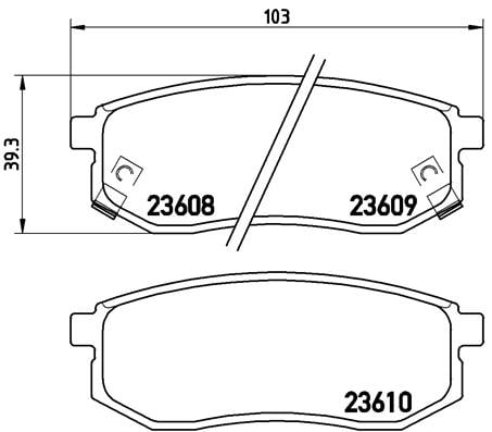Remblokken achterzijde Brembo premium voor Hyundai Galloper type 2 2.5 Td Intercooler