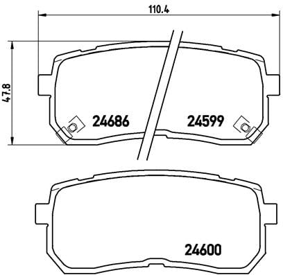 Remblokken achterzijde Brembo premium voor Kia Sorento type 3 3.5 D-CVVT