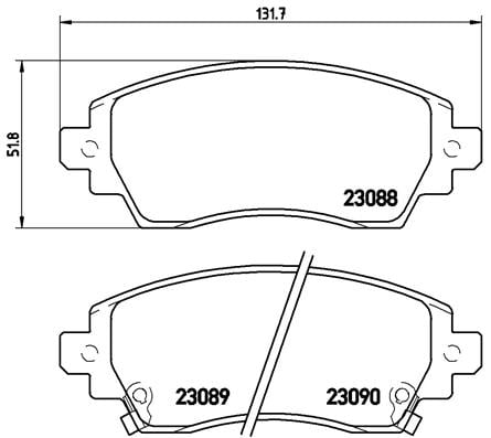 Remblokken voorzijde Brembo premium voor Toyota Corolla Compact 1.4 