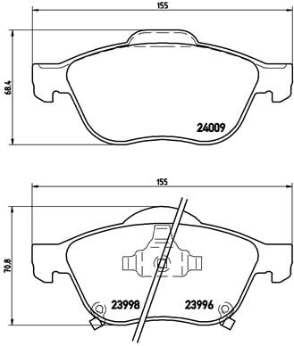 Remblokken voorzijde Brembo premium voor Toyota Avensis Liftback 2.0 D-4d 
