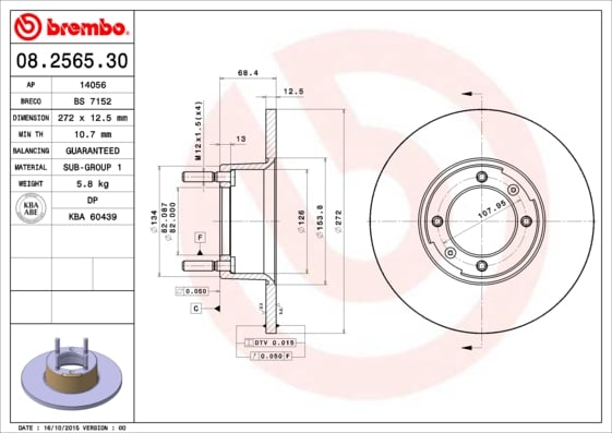 Set (2x) Remschijven voorzijde Brembo premium voor Alfa Romeo Spider 1600