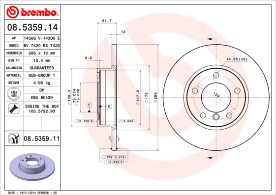 Set (2x) Remschijven voorzijde Brembo premium voor Bmw 3 Compact (e36) 318 Ti