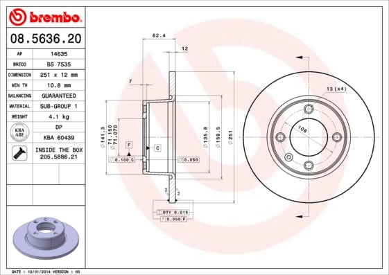 Set (2x) Remschijven achterzijde Brembo premium voor Citroen Xantia Break 2.0 Turbo