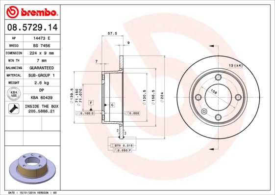 Set (2x) Remschijven achterzijde Brembo premium voor Citroen Xantia 2.0 Hdi 109