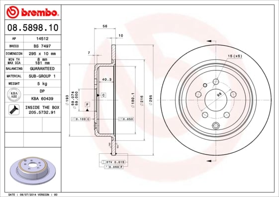 Set (2x) Remschijven achterzijde Brembo premium voor Citroen Evasion 2.1 Td