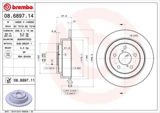 Set (2x) Remschijven achterzijde Brembo premium voor Subaru Impreza Coupa 2.0 i
