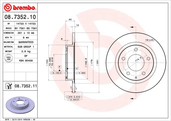 Set (2x) Remschijven achterzijde Brembo premium voor Mazda Mx-6 2.5 24v