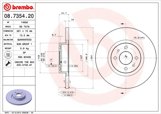 Set (2x) Remschijven voorzijde Brembo premium voor Alfa Romeo 147 1.6 16v T.spark Eco 