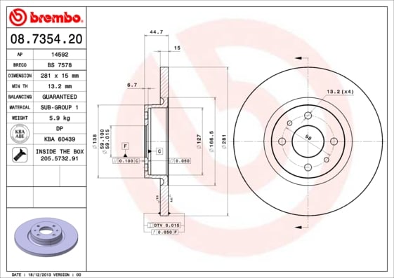 Set (2x) Remschijven voorzijde Brembo premium voor Lancia Lybra 1.6 16v 