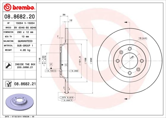 Set (2x) Remschijven achterzijde Brembo premium voor Ds Ds 4 / Ds 4 Crossback 1.6 THP 150