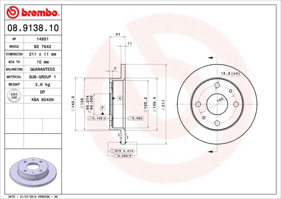 Set (2x) Remschijven voorzijde Brembo premium voor Daihatsu Cuore type 5 1.0