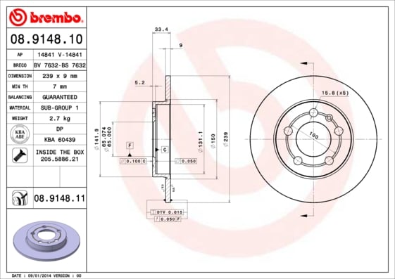 Set (2x) Remschijven achterzijde Brembo premium voor Skoda Octavia type 1 Combi 1.9 Tdi 4x4