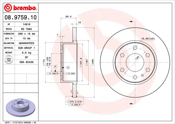 Set (2x) Remschijven achterzijde Brembo premium voor IVeco Daily type 4 Open Laadbak/ Chassis 35c14, 35c14 /p, 35s14, 35s14 /p, 35s14 D, 35s14 D/p