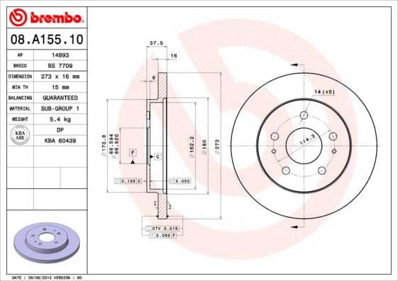 Set (2x) Remschijven voorzijde Brembo premium voor Daihatsu Terios Kid 0.7