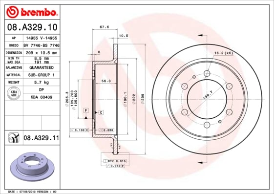 Set (2x) Remschijven achterzijde Brembo premium voor Daewoo Korando Cabrio 2.3
