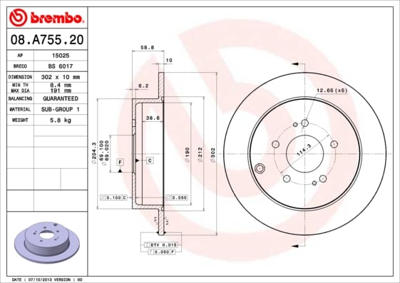 Set (2x) Remschijven achterzijde Brembo premium voor Citroen C-crosser 2.2 Hdi