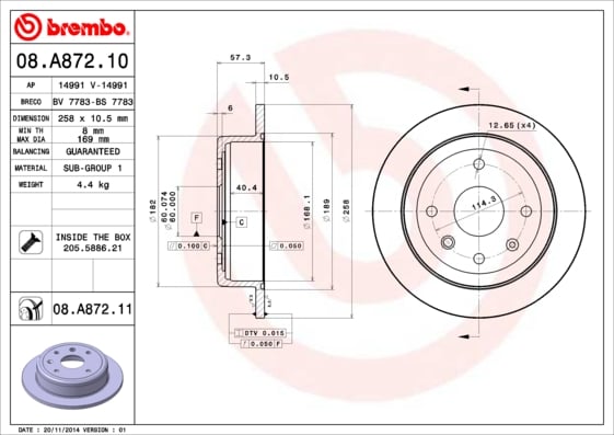 Set (2x) Remschijven achterzijde Brembo premium voor Daewoo Nubira Wagon 1.6