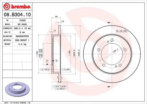 Set (2x) Remschijven voorzijde Brembo premium voor Suzuki Jimny Terreinwagen Open 1.3 4WD