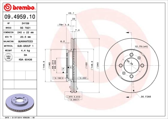 Set (2x) Remschijven voorzijde Brembo premium voor Rover Montego 2.0 D Turbo