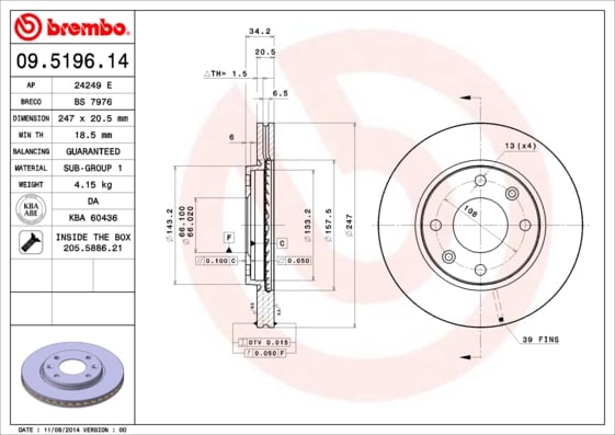 Set (2x) Remschijven voorzijde Brembo premium voor Citroen Xsara Break 1.9 D