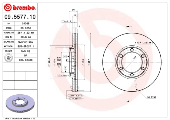 Set (2x) Remschijven voorzijde Brembo premium voor Isuzu Campo 2.5 D 