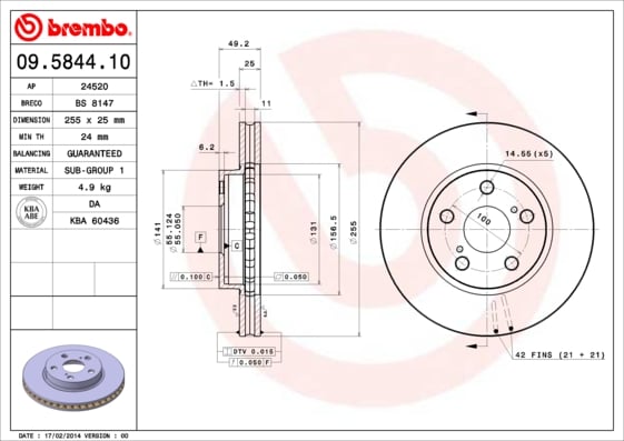 Set (2x) Remschijven voorzijde Brembo premium voor Toyota Carina E Sportswagon 1.6 Gli 