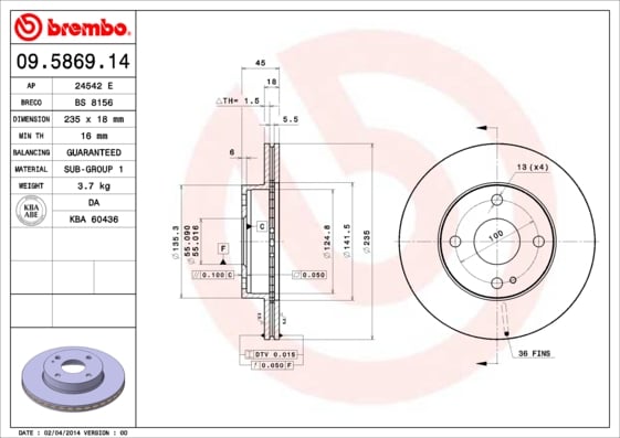 Set (2x) Remschijven voorzijde Brembo premium voor Mazda 323 S type 4 1.6