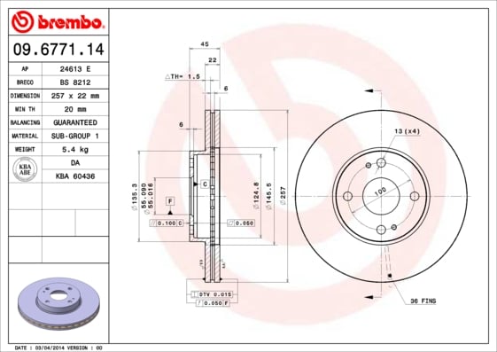 Set (2x) Remschijven voorzijde Brembo premium voor Mazda Mx-3 1.6 I