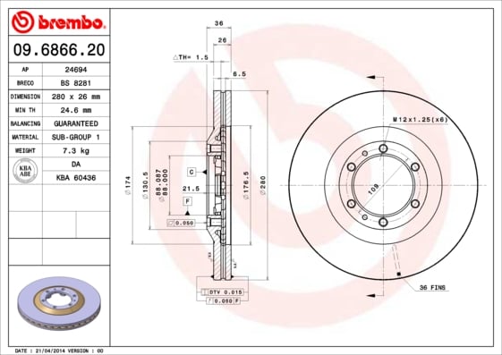 Set (2x) Remschijven voorzijde Brembo premium voor Isuzu Trooper type 2 3.1 Td