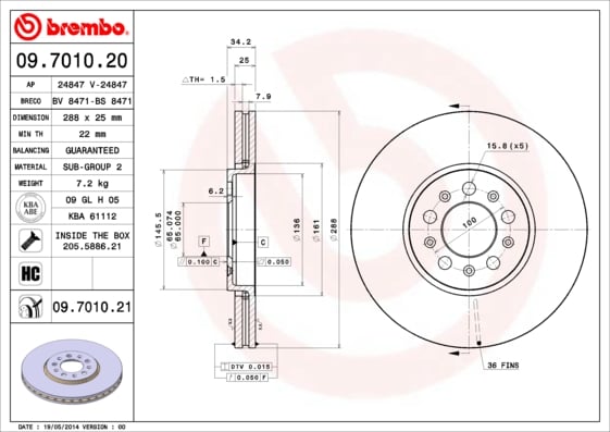 Set (2x) Remschijven voorzijde Brembo premium voor Seat Cordoba 1.4 16v