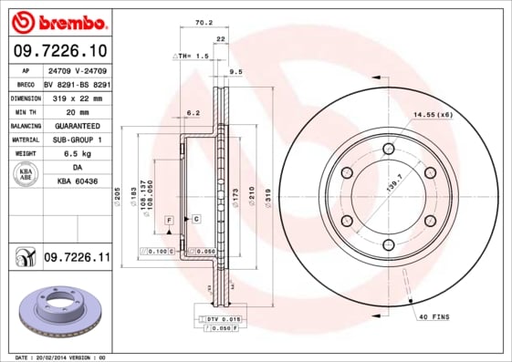 Set (2x) Remschijven voorzijde Brembo premium voor Toyota 4 Runner 3.0 Turbo-d