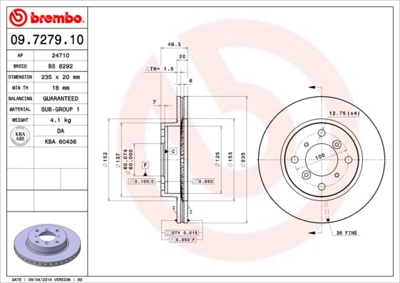 Set (2x) Remschijven voorzijde Brembo premium voor Suzuki Baleno 1.6 I 16v 4x4 