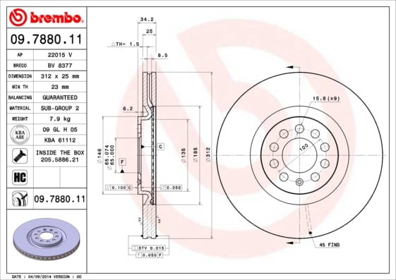 Set (2x) Remschijven voorzijde Brembo premium voor Skoda Octavia type 1 Combi Rs 1.8 T