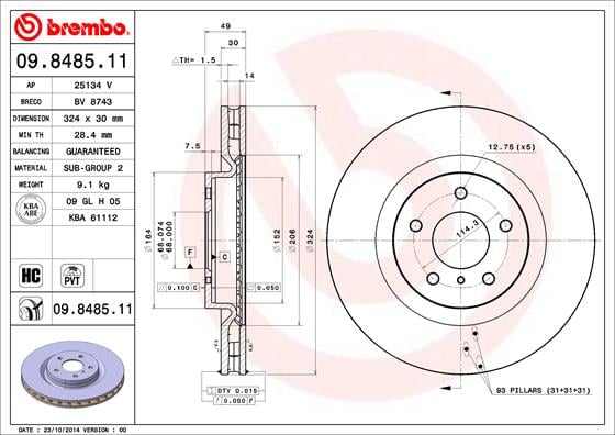 Set (2x) Remschijven voorzijde Brembo premium voor Nissan 350 Z Roadster 3.5