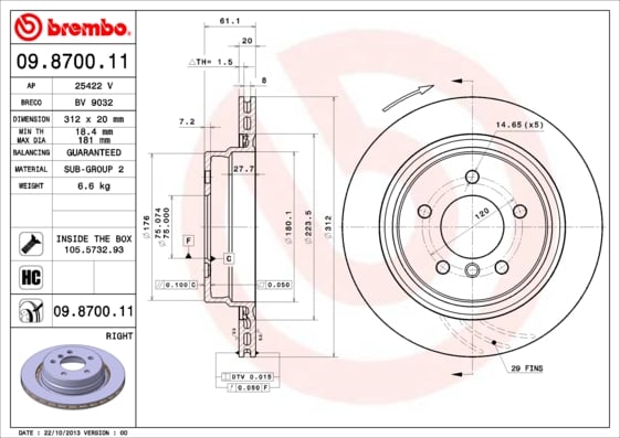 Remschijf achterzijde, rechts Brembo premium voor Bmw Z3 Coupe (e36) M