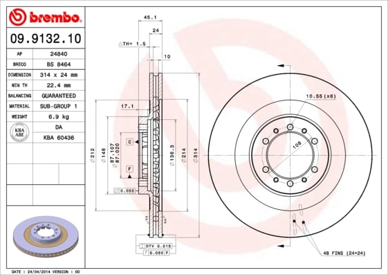 Set (2x) Remschijven voorzijde Brembo premium voor Mitsubishi Pajero Sport type 1 3.0 V6 