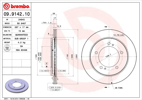 Set (2x) Remschijven voorzijde Brembo premium voor Suzuki Grand Vitara type 1 1.6 4x4 