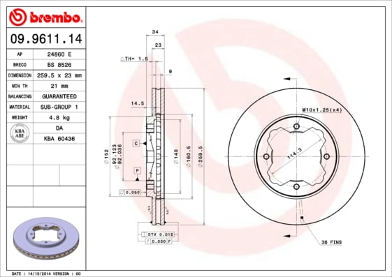 Set (2x) Remschijven voorzijde Brembo premium voor Rover 600 618 I/si