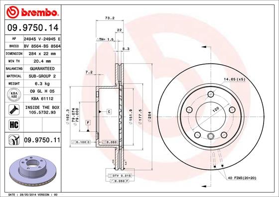 Set (2x) Remschijven voorzijde Brembo premium voor Bmw 1 (e81) 116 D