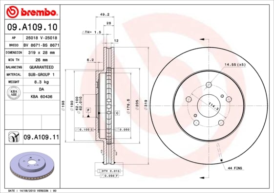 Set (2x) Remschijven voorzijde Brembo premium voor Lexus Rx 330 Awd 