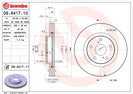 Set (2x) Remschijven voorzijde Brembo premium voor Toyota Rav 4 type 3 2.0