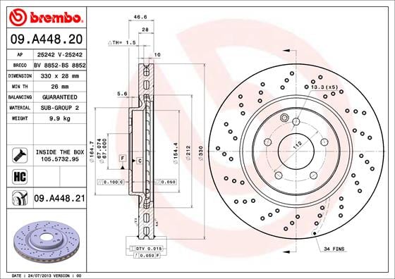 Set (2x) Remschijven voorzijde Brembo premium voor Mercedes-benz Clk (c209) 200 Kompressor (209.341)