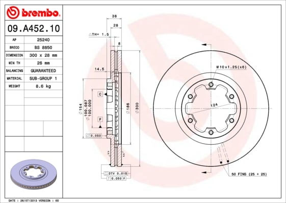 Set (2x) Remschijven voorzijde Brembo premium voor Nissan Navara 2.5 D