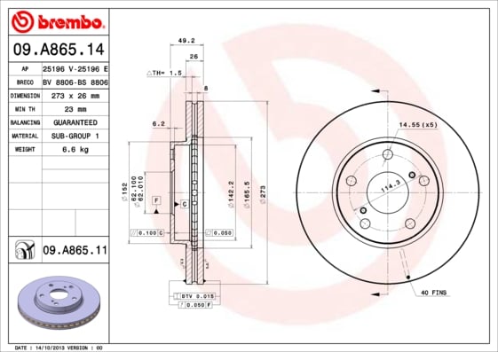 Set (2x) Remschijven voorzijde Brembo premium voor Toyota Auris 1.33 Dual-vvti 