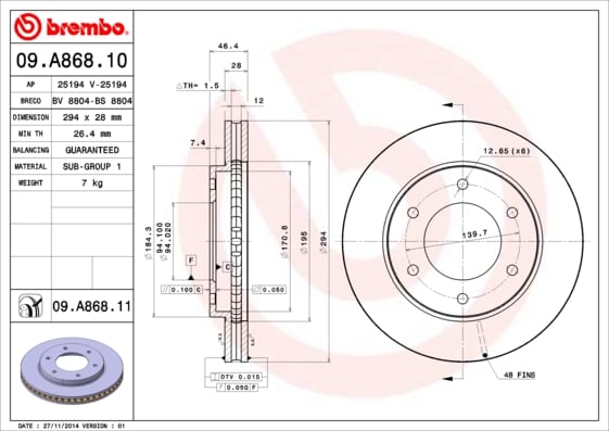 Set (2x) Remschijven voorzijde Brembo premium voor Mitsubishi Pajero Sport type 2 3.5