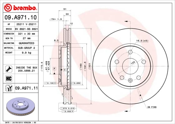 Set (2x) Remschijven voorzijde Brembo premium voor Saab 9-5 2.0 Turbo Xwd