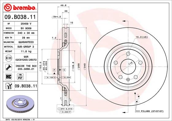 Set (2x) Remschijven Brembo premium