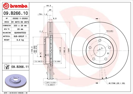 Set (2x) Remschijven voorzijde Brembo premium voor Infiniti M45 4.5